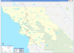 San Luis ObispoCounty, CA Wall Map Zip Code Basic Style 2024